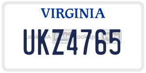 UKZ4765  license plate in VA