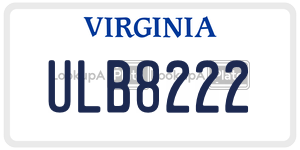 ULB8222 license plate in Virginia