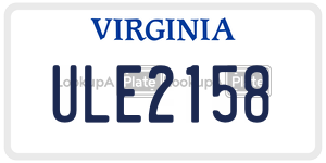 ULE2158  license plate in VA
