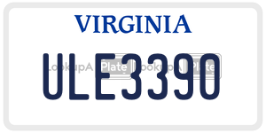 ULE3390  license plate in VA