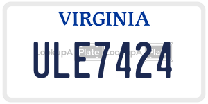 ULE7424  license plate in VA