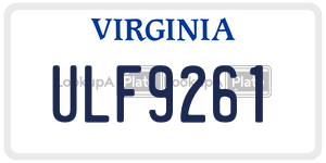 ULF9261  license plate in VA