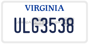 ULG3538  license plate in VA