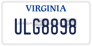 ULG8898  license plate in VA