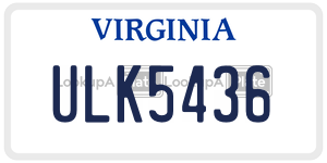 ULK5436 license plate in Virginia