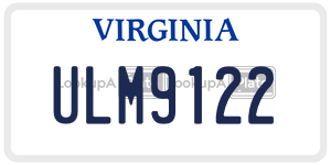 ULM9122 license plate in Virginia