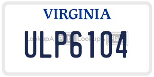 ULP6104  license plate in VA