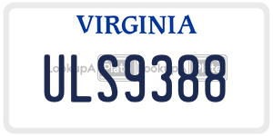ULS9388  license plate in VA