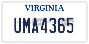 UMA4365  license plate in VA