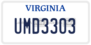 UMD3303  license plate in VA