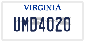 UMD4020  license plate in VA