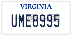 UME8995  license plate in VA