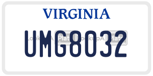 UMG8032  license plate in VA