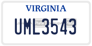 UML3543  license plate in VA