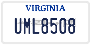 UML8508  license plate in VA