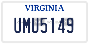 UMU5149  license plate in VA