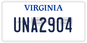 UNA2904  license plate in VA