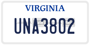 UNA3802  license plate in VA