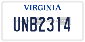 UNB2314 license plate in Virginia