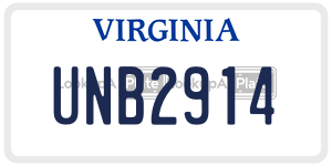 UNB2914 license plate in Virginia