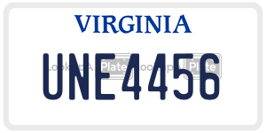 UNE4456  license plate in VA