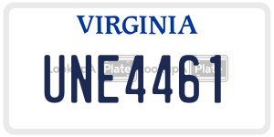 UNE4461  license plate in VA