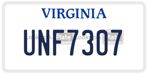 UNF7307  license plate in VA