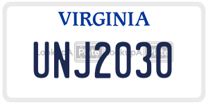 UNJ2030  license plate in VA