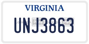 UNJ3863  license plate in VA