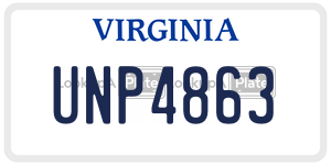 UNP4863  license plate in VA