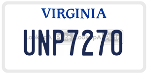 UNP7270 license plate in Virginia