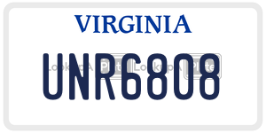 UNR6808 license plate in Virginia