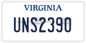 UNS2390  license plate in VA