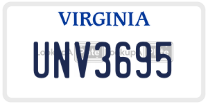 UNV3695 license plate in Virginia