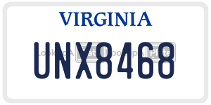 UNX8468 license plate in Virginia