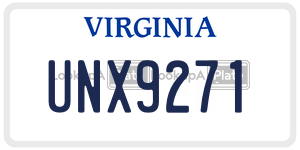 UNX9271 license plate in Virginia