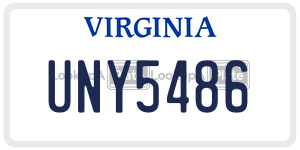 UNY5486  license plate in VA