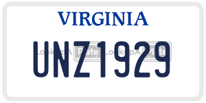 UNZ1929  license plate in VA