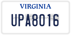 UPA8016  license plate in VA