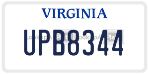 UPB8344  license plate in VA
