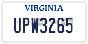 UPW3265  license plate in VA
