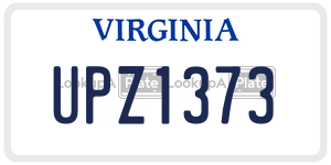 UPZ1373 license plate in Virginia