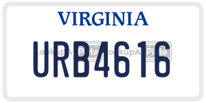URB4616  license plate in VA