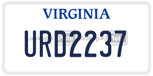 URD2237  license plate in VA