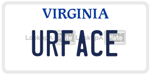 URFACE license plate in Virginia