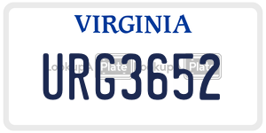 URG3652  license plate in VA