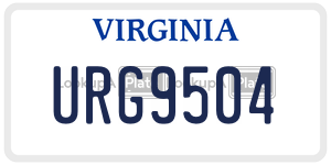 URG9504  license plate in VA