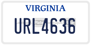 URL4636  license plate in VA