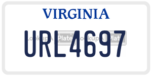 URL4697  license plate in VA