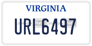 URL6497  license plate in VA
